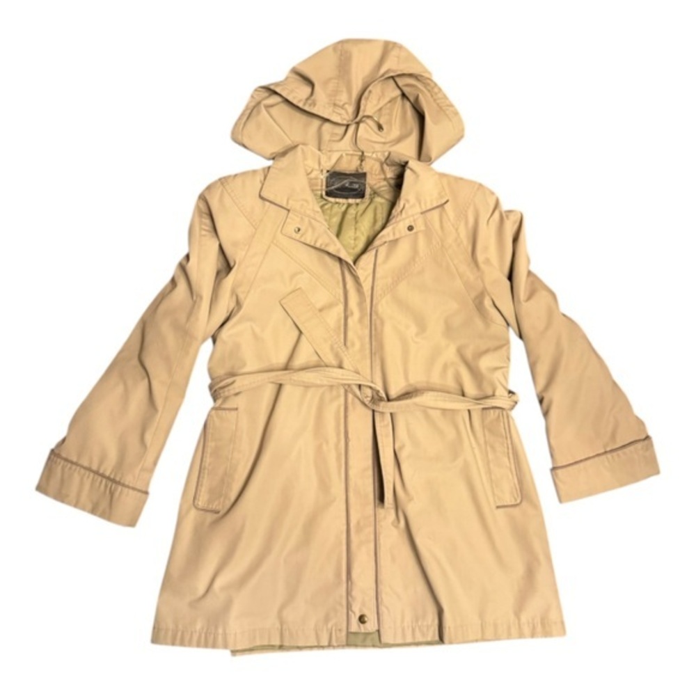 Vintage Miss Freddi Women’s Utility Jacket Tan Purple Piping Size 14